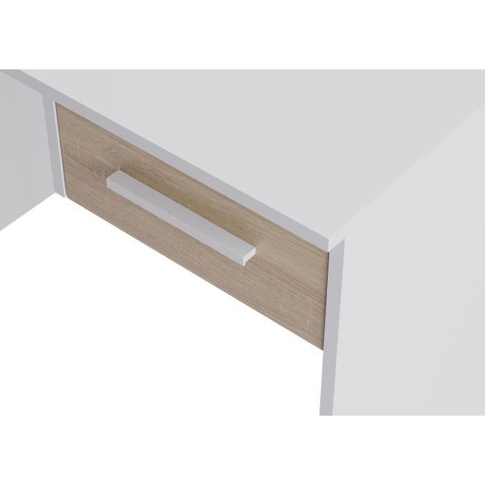 Bureau Petit Tiroir - Décor blanc et chene -  L 90 x P 50 x H 74 cm - Paloma Tech