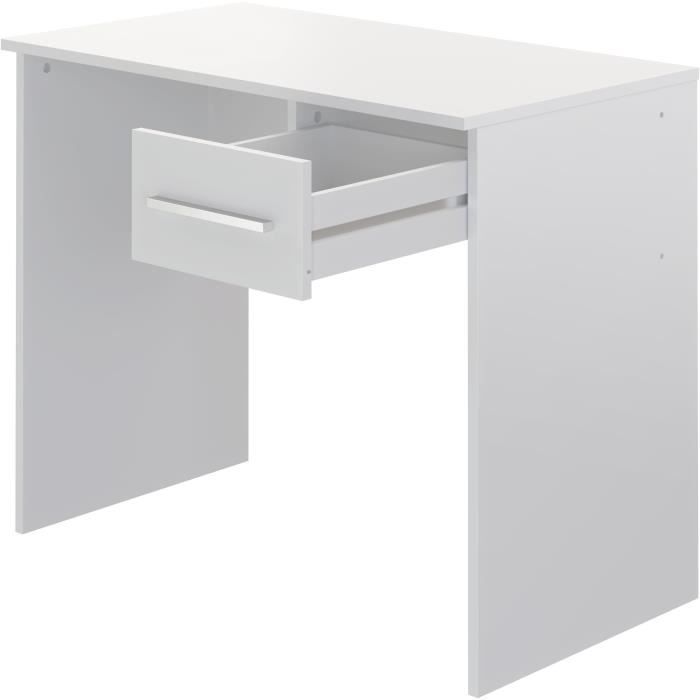 Bureau petit tiroir - Mélaminé blanc - 90 x 50 x 74 cm