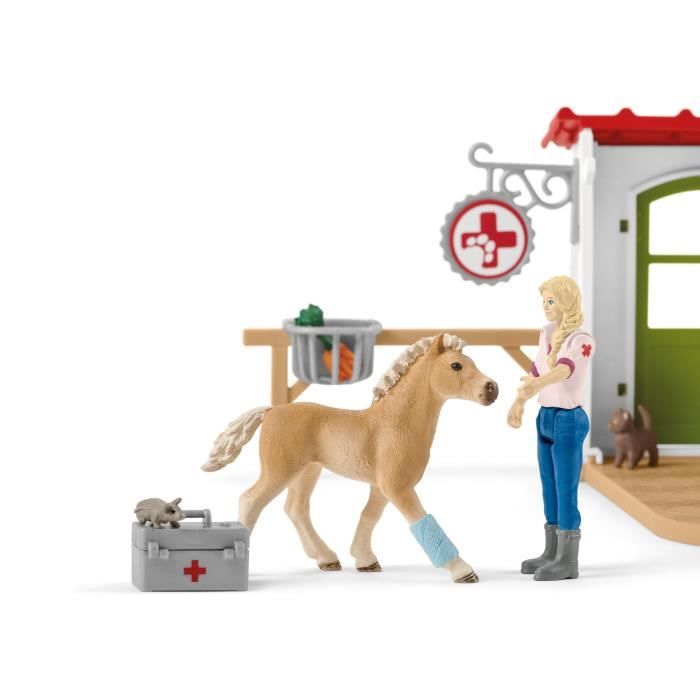 Cabinet vétérinaire avec animaux coffret de 43 pieces avec figurine vétérinaire animaux et accessoires jouets