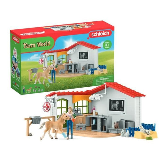 Cabinet vétérinaire avec animaux coffret de 43 pieces avec figurine vétérinaire animaux et accessoires jouets