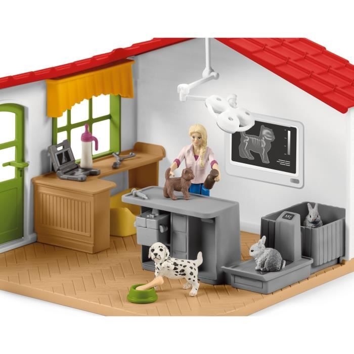 Cabinet vétérinaire avec animaux coffret de 43 pieces avec figurine vétérinaire animaux et accessoires jouets