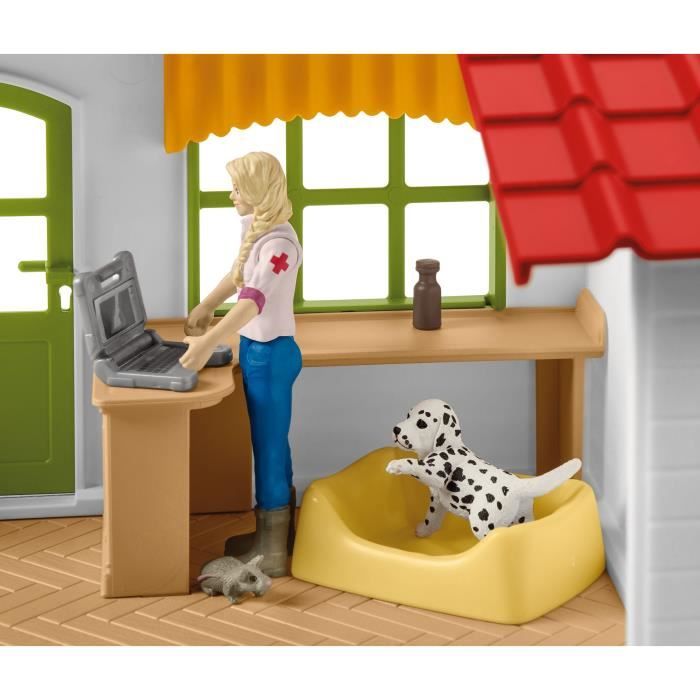 Cabinet vétérinaire avec animaux coffret de 43 pieces avec figurine vétérinaire animaux et accessoires jouets