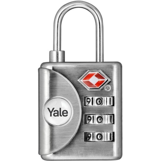 Cadenas a Code - YALE - YTP1/32/119/1 - Gris - Combinaison Programmable 3 chiffres homologué TSA 32 mm - Pour Valise