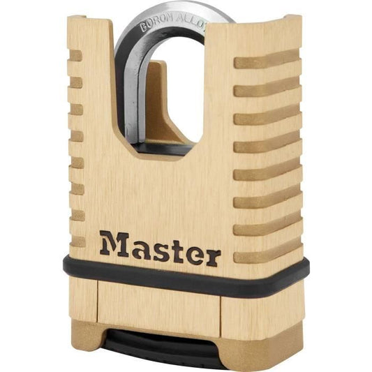 Cadenas en Laiton Massif Haute Sécurité - MASTER LOCK - M1177EURDCC - Anse Protégée - a Combinaison - Ultra Résistant