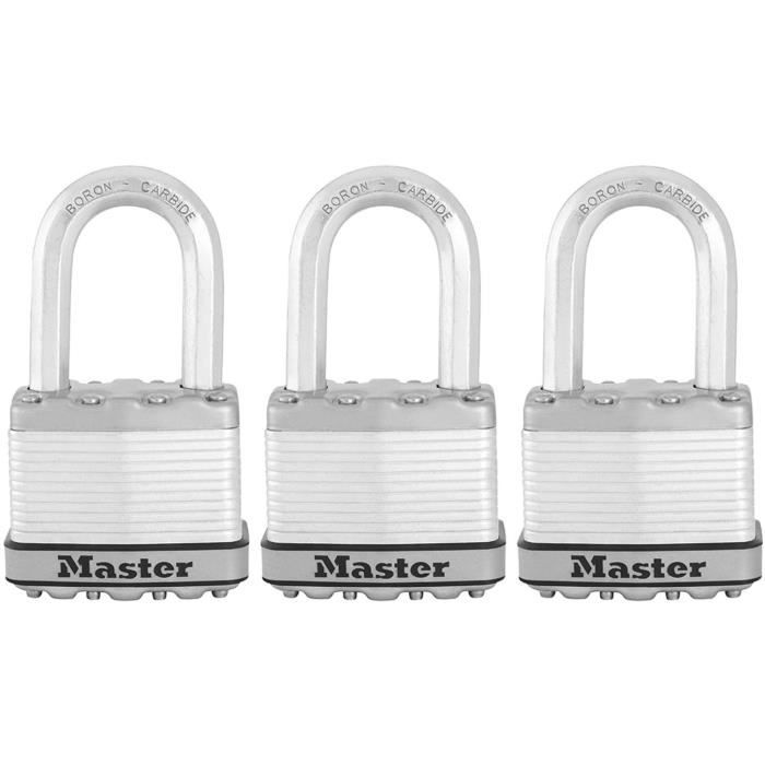 Cadenas Haute Sécurité - MASTER LOCK - M115EURTRILF - A Clé - Acier Laminé Recouvert - Extérieur - Anti-rouille