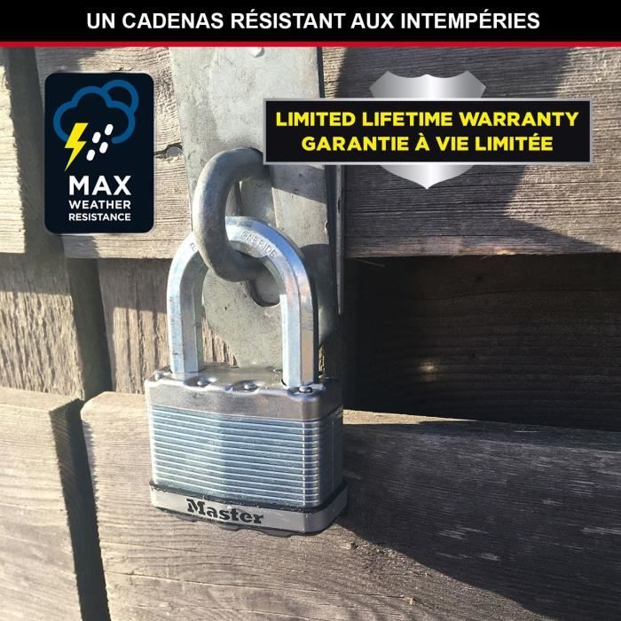 Cadenas Haute Sécurité - MASTER LOCK - M115EURTRILF - A Clé - Acier Laminé Recouvert - Extérieur - Anti-rouille