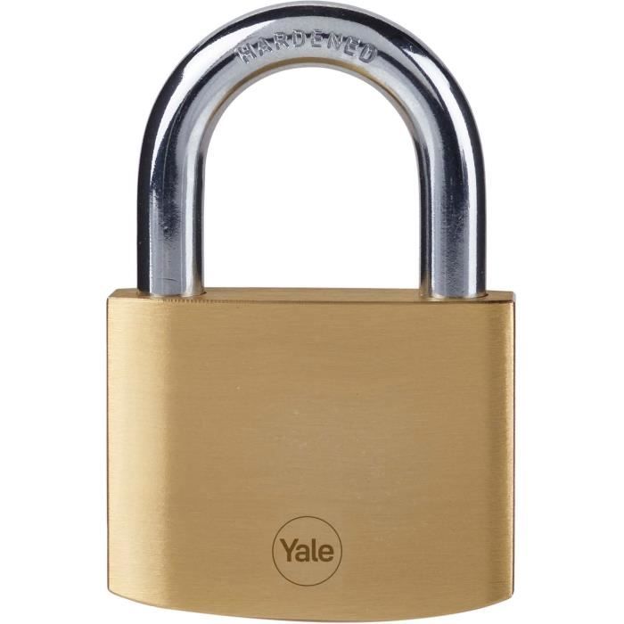 Cadenas laiton - YALE - Y110B/60/132/1 - 60 mm - Anse acier cémenté - 3 clés - Pour trappes d’acces chaînes