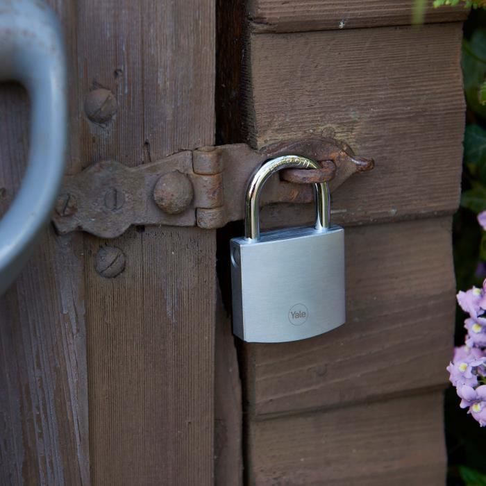 Cadenas Laiton - YALE - Y120DB/60/135/1 - Extérieur - Chromé 60 mm - Anti Rouille - Haute Résistance aux intempéries