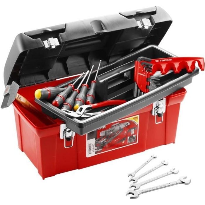 Boîte à outils Facom TBX1M avec outils variés, y compris tournevis et clés