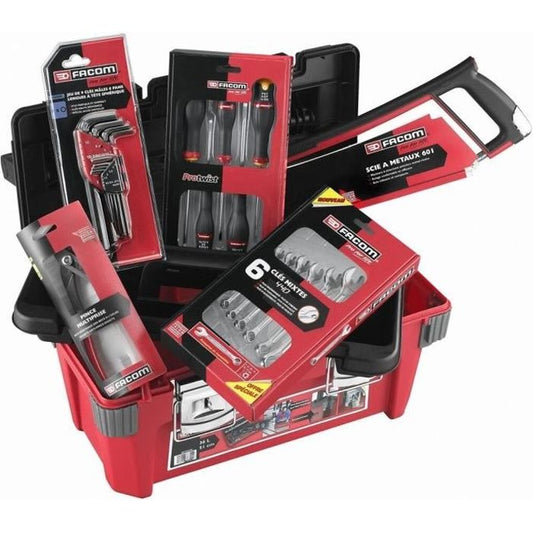 Caisse a outils FACOM + 22 outils - 5 Tournevis Protwist + 6 Clés mixtes OVG + 9 Clés mâles + Scie métaux + Pince