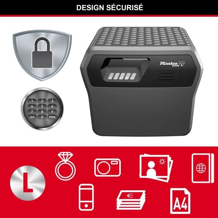 Caisse de Sécurité Anti feu - MASTER LOCK - FHW40300EURHRO - Ignifuge et Etanche - Large 18,5L - Combinaison