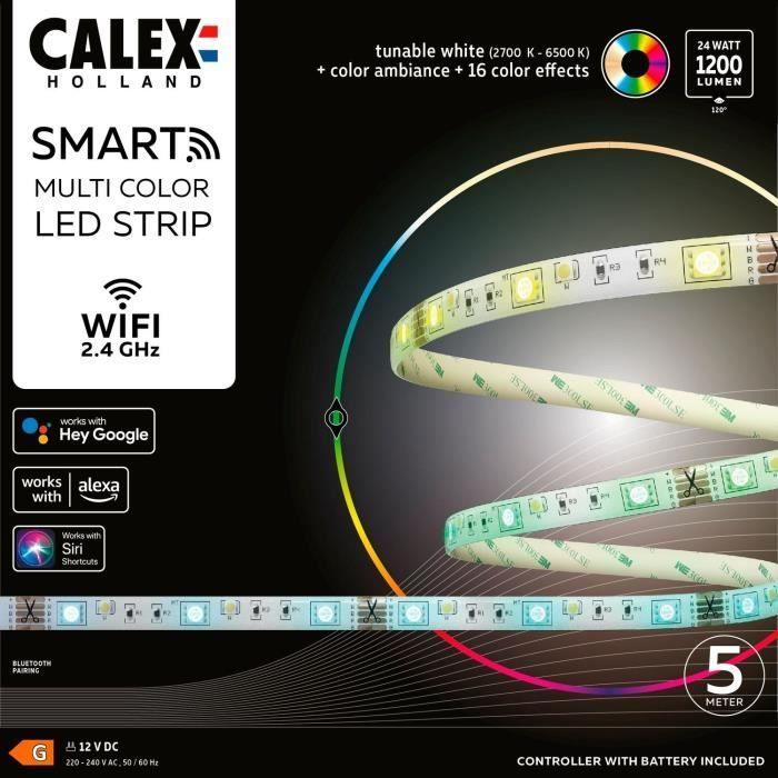 CALEX - Smart LED Ruban 5M 24W 1200lm RGBCCT 2700-6500K + Telecommande - Paloma Tech