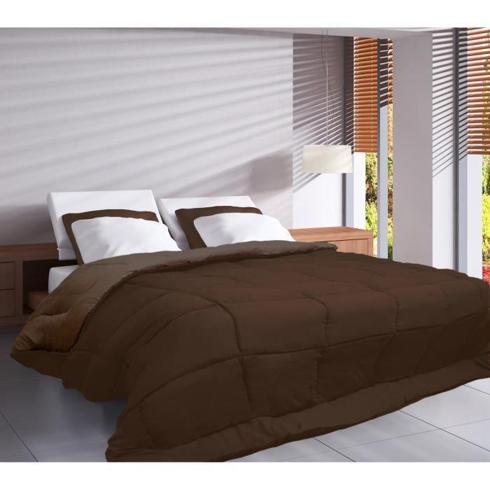 CALGARY Couette chaude Microfibre 400g/m² Choco & Moka 200x200cm - Paloma Tech