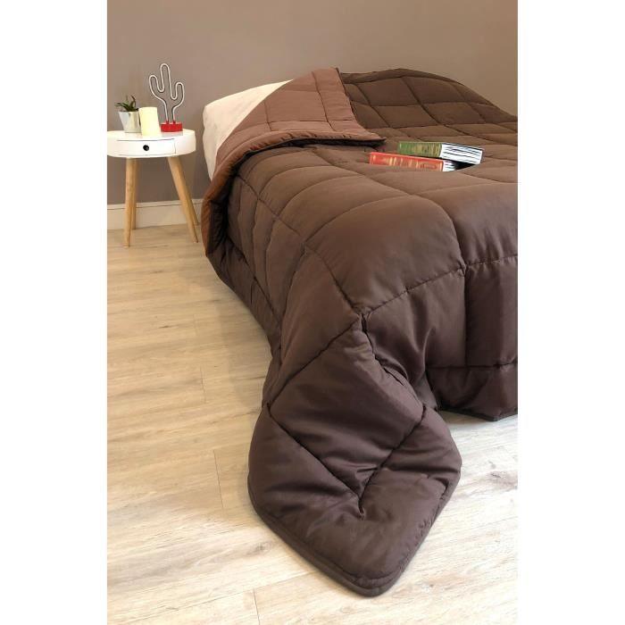 CALGARY Couette chaude Microfibre 400g/m² Choco & Moka 200x200cm - Paloma Tech