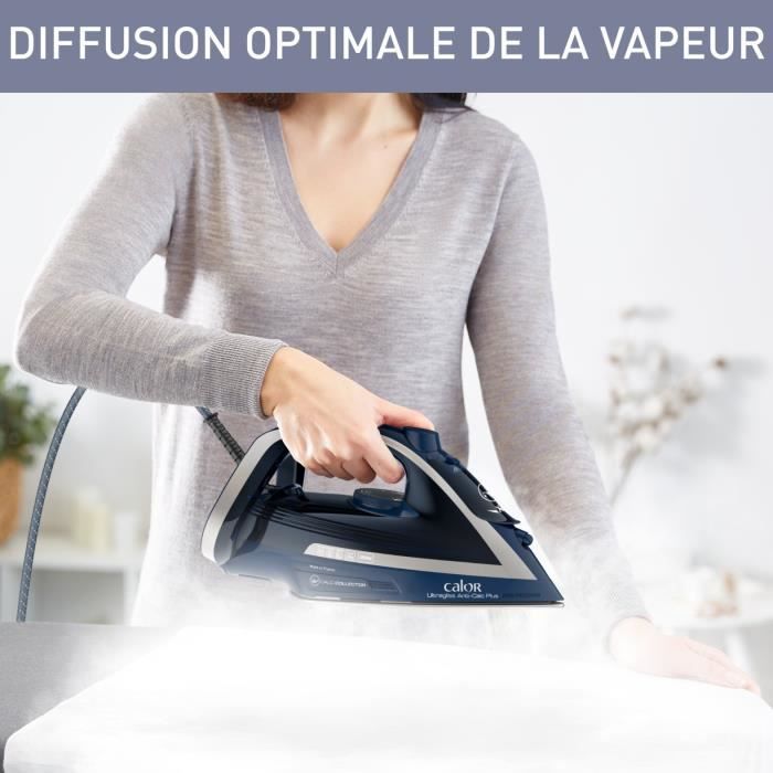 CALOR Fer a repasser 2800 W Débit vapeur 50 g/min Fonction pressing 250 g/min Systeme anticalcaire Ultragliss FV6830C0