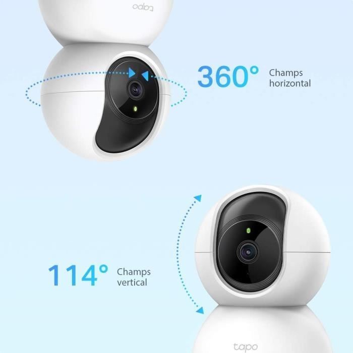 Caméra Surveillance WiFi - TP-Link Tapo C200 - 1080P avec 360° PTZ - Vision Nocturne Détection de Mouvement