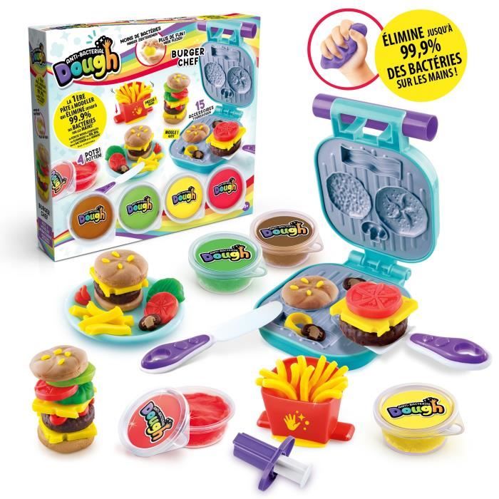 Canal Toys - Kit Burger Pâte a modeler antibactérienne - Élimine jusqu’a 99,9% des bactéries sur les mains