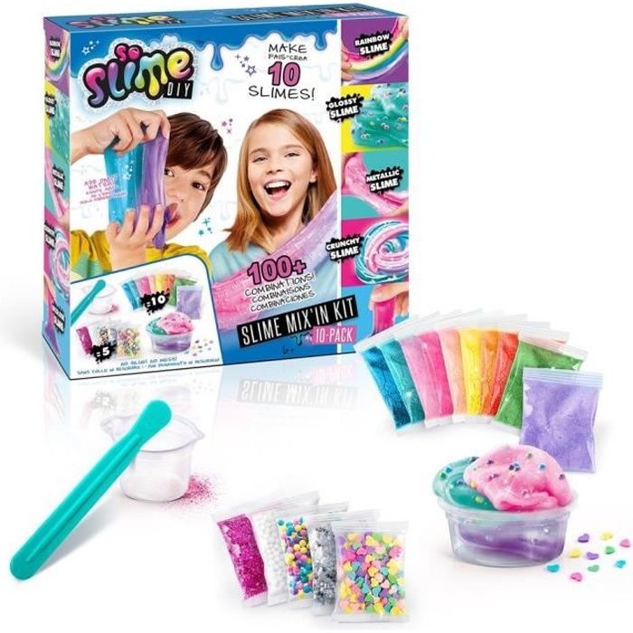 CANAL TOYS - Slime - Mix’in Kit - Pack 10 Slimes pour Enfant de 6 ans et plus - Multicolore