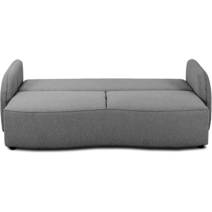 Canapé convertible BARI 3 places - Tissu anthracite - Coffre de rangement - L215 x H89 x P100 cm