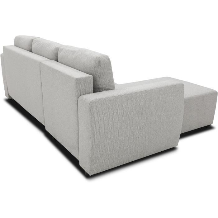 Canapé d’angle convertible réversible 3 a 4 places - PHARELL - Tissu souris - Coffre de rangement - L 224 x P 155 x