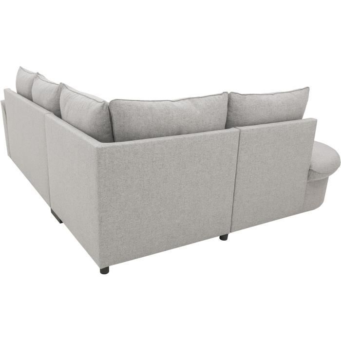 Canapé d’angle convertible réversible AURORA 3-4 places - Tissu Gris - L 243 x P 205 x H 90 cm