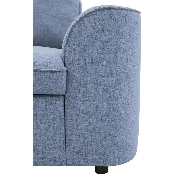 Canapé d’angle convertible réversible AURORA 3-4 places - Tissu bleu - L 243 x P 205 x H 90 cm