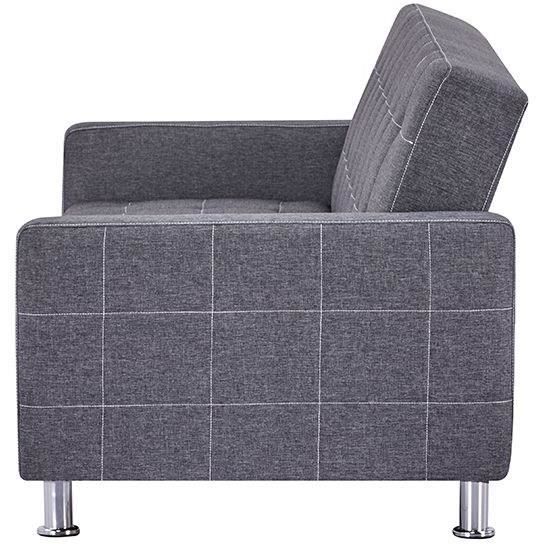 Canapé Droit convertible 3 places IVANA - Tissu Gris foncé - Style contemporain - L 208 x P 86 x H 80 cm