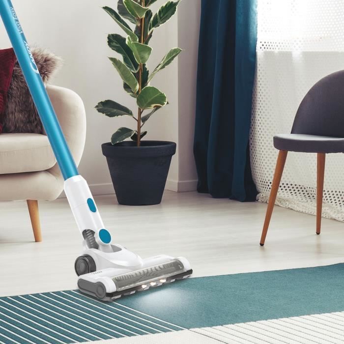 CANDY Viva CVIVA02E - Aspirateur Balai sans fil multifonction - 22 V - Autonomie 30 min - Bleu / Blanc