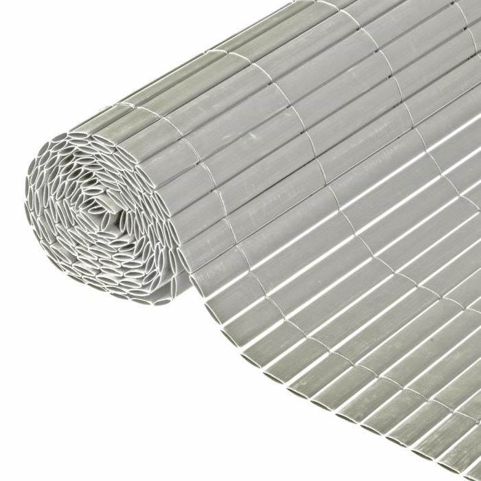 Canisse double face PVC gris - 1,5 x 3 m - 100% occultant - Set de fixation - NATURE - Paloma Tech