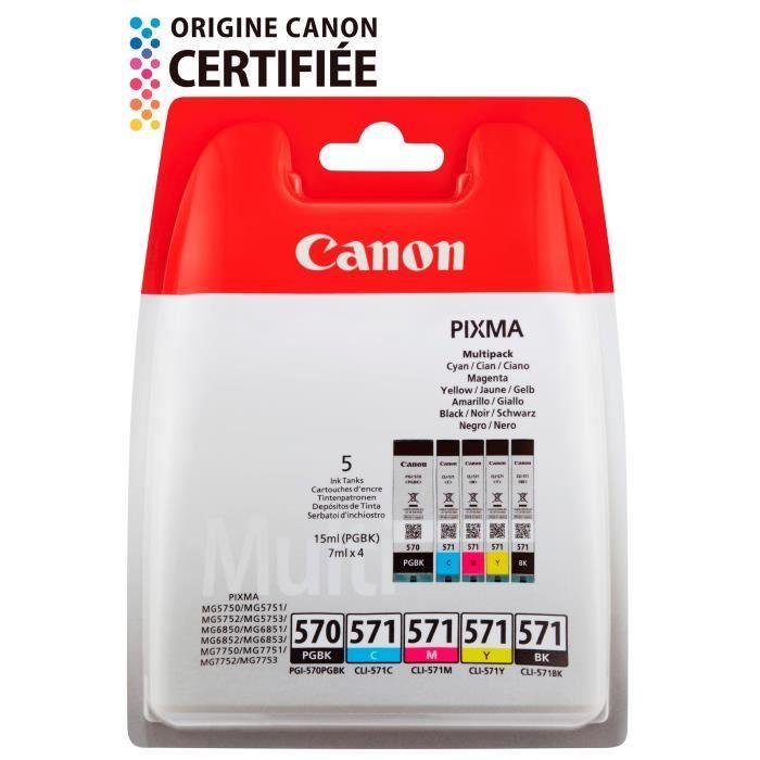 CANON Pack de 5 cartouches d'encre PGI-570 / CLI-571 PGBK/Noir/Cyan/Magenta/Jaune - Paloma Tech