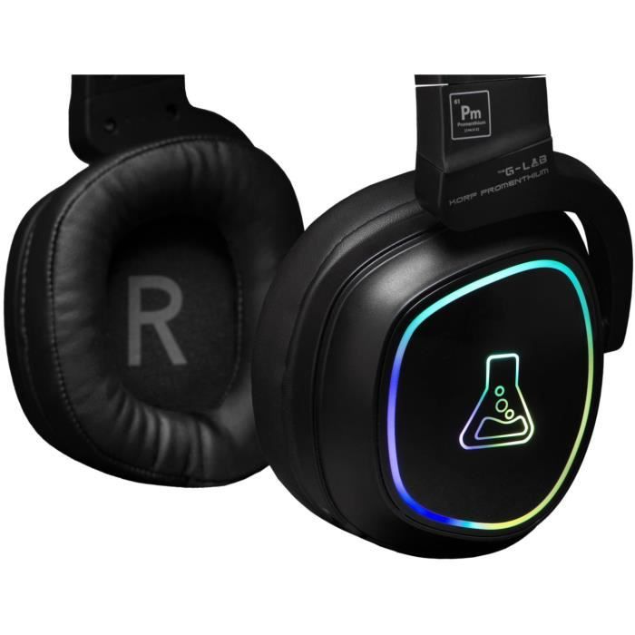 Casque Gamer Sans Fil - The G-Lab - KORP PROMENTHIUM - Microphone - RGB - PC/PS4/Xbox One - Noir