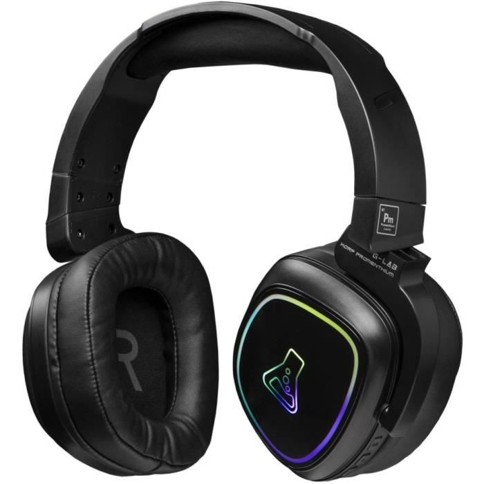 Casque Gamer Sans Fil - The G-Lab - KORP PROMENTHIUM - Microphone - RGB - PC/PS4/Xbox One - Noir