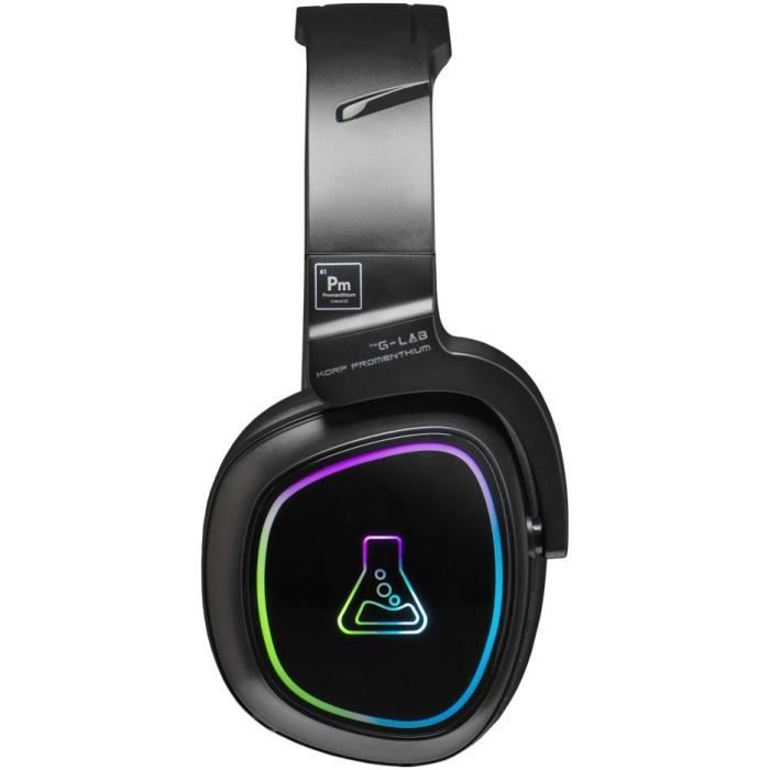 Casque Gamer Sans Fil - The G-Lab - KORP PROMENTHIUM - Microphone - RGB - PC/PS4/Xbox One - Noir