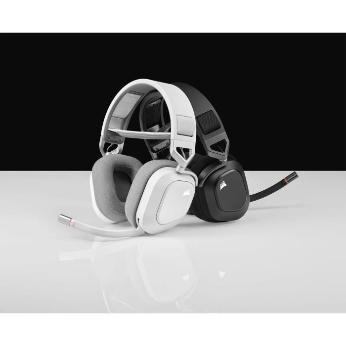 Casque Gaming Sans Fil CORSAIR HS80 RGB Wireless Blanc Son Dolby Atmos Microphone Omnidirectionnel