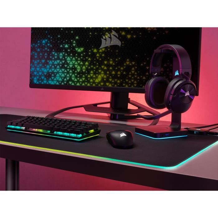 Casque PC Corsair Casque Gaming sans fil HS55 Wireless Carbon PC et PS5.