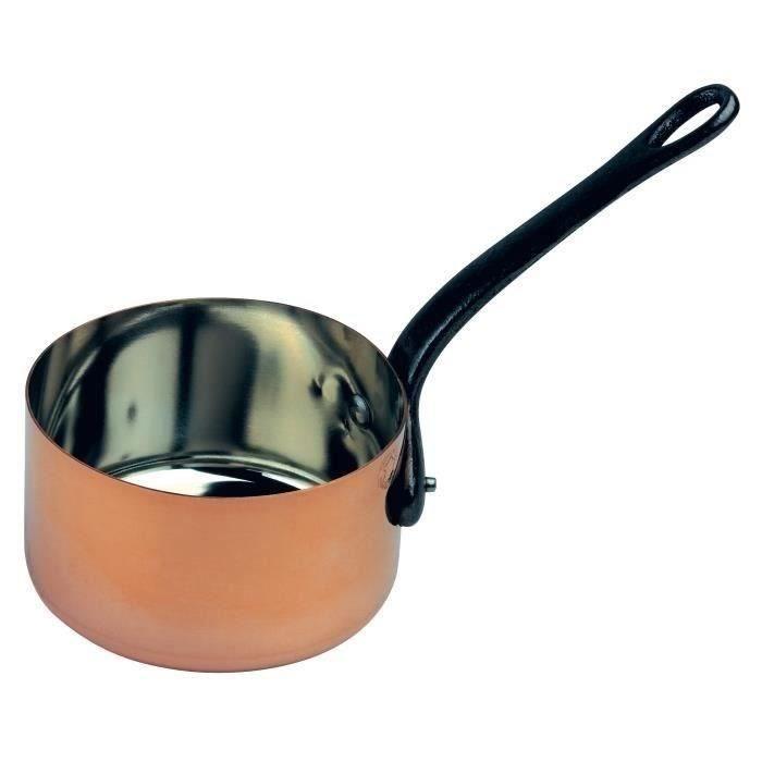 Casserole cuivre - BAUMALU - 12 cm - Cuivre massif - Intérieur étamé - Manche en fonte - Paloma Tech