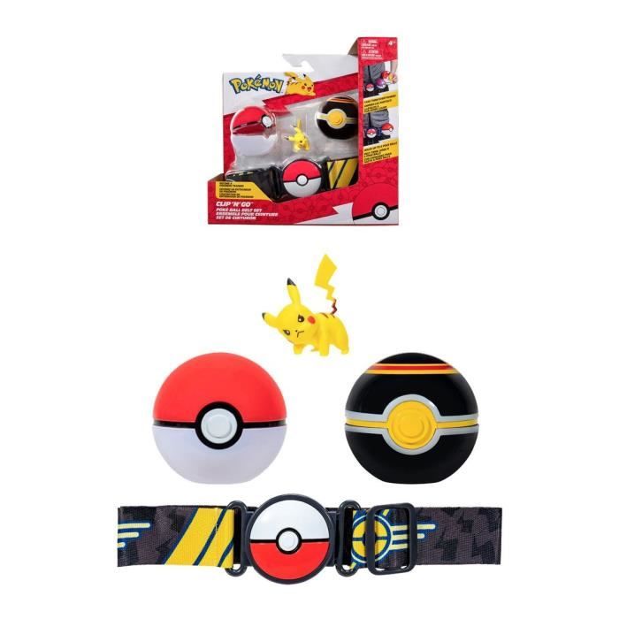 Ceinture Clip ’N’ Go BANDAI - Pokémon - 1 ceinture 1 Poké Ball 1 Luxury Ball et 1 figurine 5 cm Pikachu