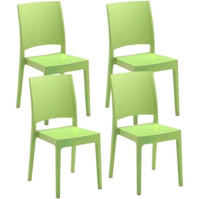 Chaise de jardin FLORA ARETA - Lot de 4 - Vert anis - Résine - Design - Paloma Tech