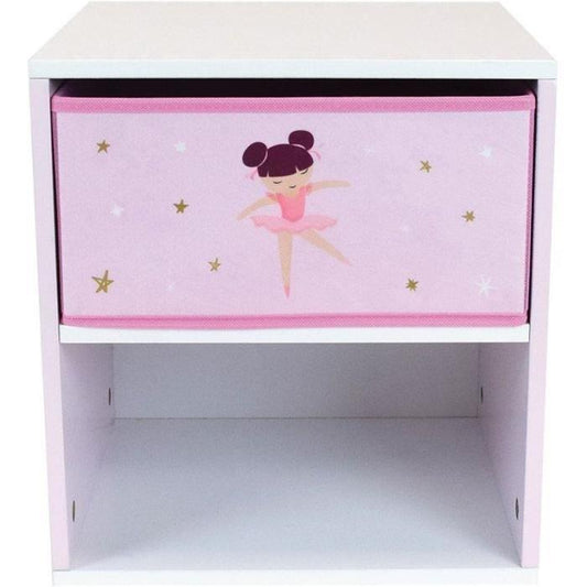 Chevet avec tiroir / Table de nuit pour enfant Danseuse Ballerine - FUN HOUSE - H.36 X L. 33 X P. 30 cm - Paloma Tech