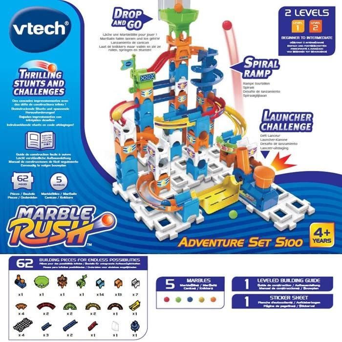 Circuit a billes VTECH Marble Rush - Adventure Set S100 - 61 pieces et 5 MarbleBilles incluses