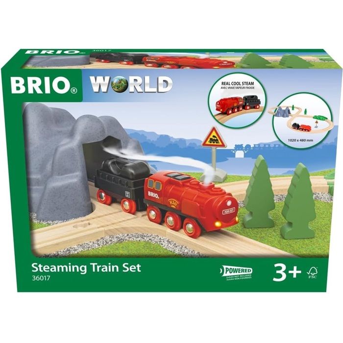 Circuit Locomotive a piles a vapeur - BRIO World - 36017 - Circuit en bois - RAVENSBURGER - Rouge