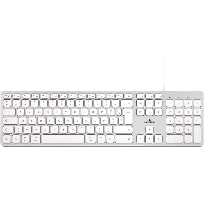 Clavier Filaire - BLUESTORK - KB Mac - Compatible Mac - Blanc - Paloma Tech