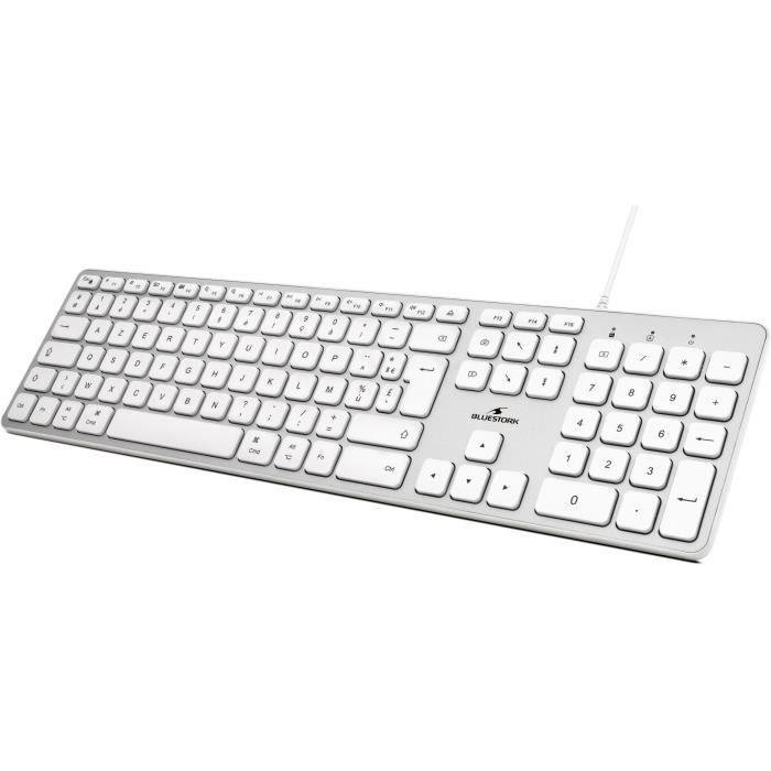 Clavier Filaire - BLUESTORK - KB Mac - Compatible Mac - Blanc - Paloma Tech