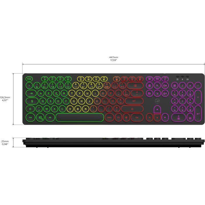 Clavier filaire RGB - MOBILITY LAB - ML306858 - AZERTY - Touches rondes - Noir - Paloma Tech