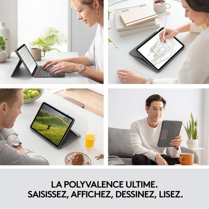 Clavier Folio Touch - LOGITECH - 1re, 2e, 3e et 4e générations -Gris - Paloma Tech