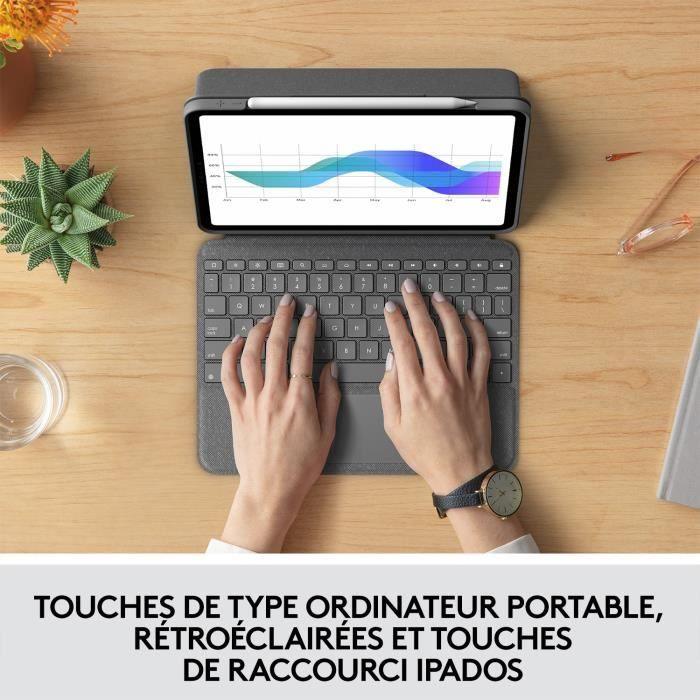 Clavier Folio Touch - LOGITECH - 1re, 2e, 3e et 4e générations -Gris - Paloma Tech