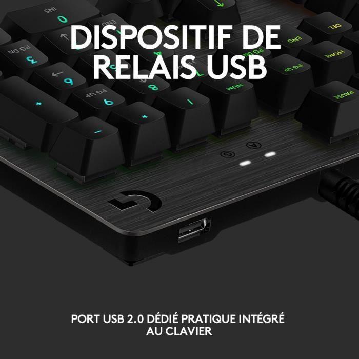 Clavier gamer - Filaire - Logitech G - G513 - Mécanique - RGB - AZERTY - NOIR - Paloma Tech