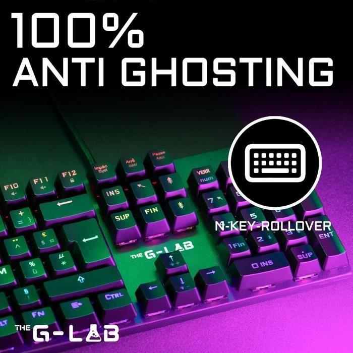 Clavier Gamer - The G-Lab - KEYZ CARBON E - Mécanique (Switch Bleu) - Rainbow - Low Profile - Repose Poignet - Filaire - Noir - Paloma Tech