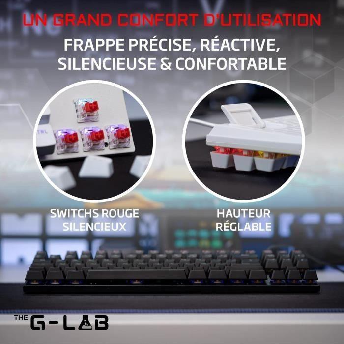 Clavier Gamer - The G-Lab - KEYZ MERCURY TKL - Mécanique (Switch Rouge) - Rainbow - Blanc - Paloma Tech