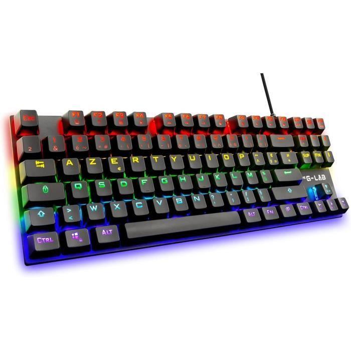 Clavier Gamer - The G-Lab - KEYZ MERCURY TKL - Mécanique (Switch Rouge) - Rainbow - Filaire - Azerty - Noir - Paloma Tech